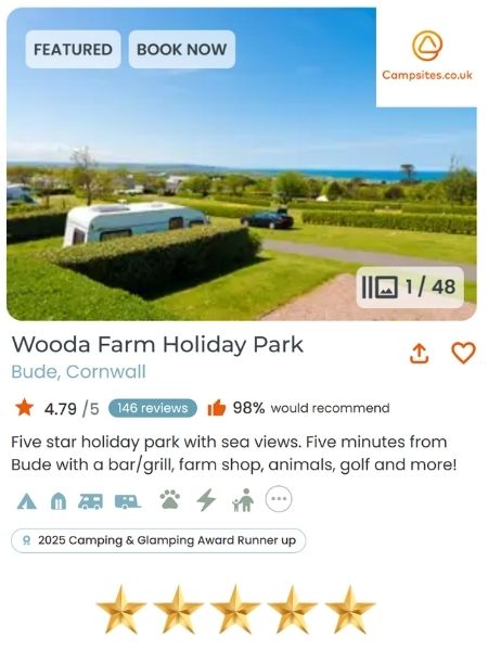 campervan friendly campsite bude cornwall